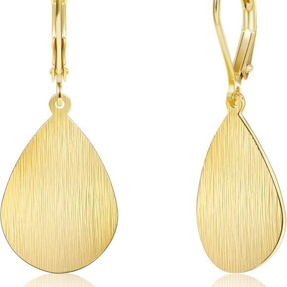 14K Gold Earrings 3cm Gold Silver Dangle Fashion - Picture 1 of 7